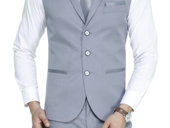 1729092251 MANQ Mens Single Breast Three Button Slim Fit FormalParty Waist