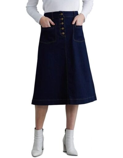 Codaisy Women Below Knee Length Denim A Line Blue Skirt - Image 2