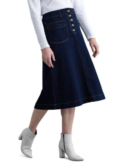 Codaisy Women Below Knee Length Denim A Line Blue Skirt - Image 4