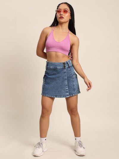 Bene Kleed Women Wrap around Denim skort - Image 2