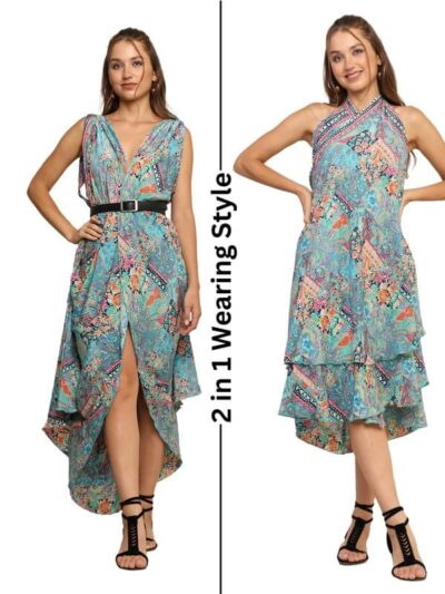 KE | Kanha Exports Women's Western Print Wrap Skirt, Casual & Beach Wear, Loose Fit, Bohemian Paisley Design - Image 3