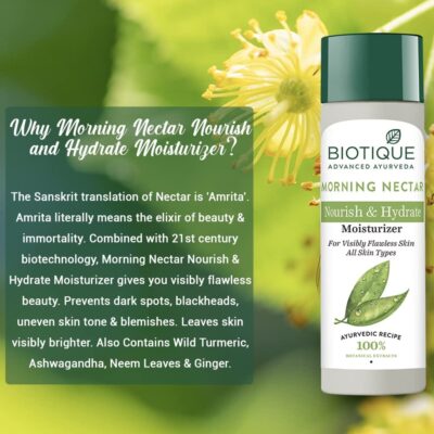 Biotique Morning Nectar Flawless Skin Moisturizer Lotion L Prevents Dark Spots, Blackheads And Blemishes L Visibly Flawless Skin L Nourishes And Hydrates Skin L All Skin Types L 190Ml - Image 6