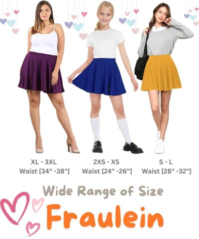 FRAULEIN Girl's/Women's Classic Stretchy All Time Trendy Flared Knee Length Skater Skirts Inbuilt with Inner Safety Shorts - Image 4