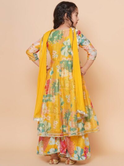 Naixa Girls Rayon Fabric Floral Printed 3/4 Sleeve Sharara Dress Set, Pink For All Occasion salwar suit - Image 3