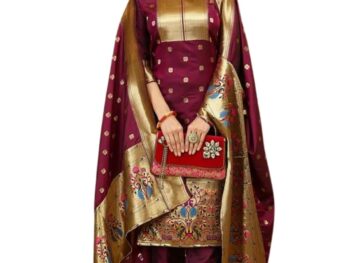 AMIRAT CLOTHING Womens Pure Silk Paithani Suit Full Sleeves