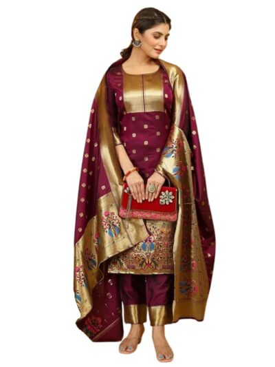 AMIRAT CLOTHING Womens Pure Silk Paithani Suit Full Sleeves