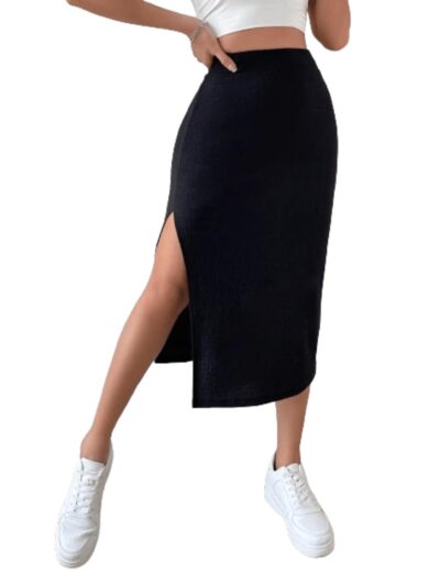 Aahwan Girls High Waist Split Thigh Midi Skirt
