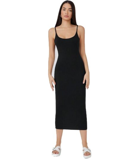 Aahwan Womens Girls Midi Solid Cami Bodycon Casual Dress