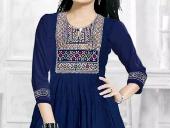 Aanshi FASHION Women and Girls Rayon Embroidered Short KurtiTop