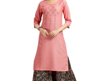 Aarika Girls Casual Wear Sea Green Colour Embellished Cotton Kurti