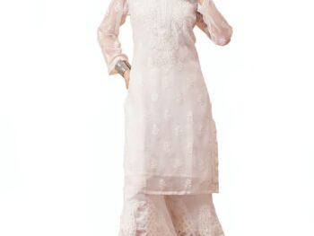 Ada Hand Embroidered Lucknowi Chikankari Georgette Kurta Set for Women