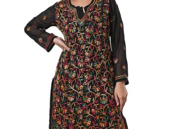 Ada Women Hand Embroidered Lucknow Chikankari Georgette Set A262097