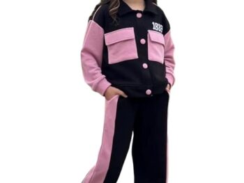 Ameeha Clothing Girls Velvet Tracksuit Co ords Set