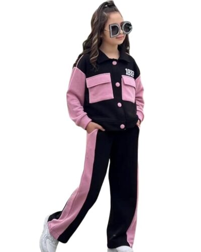 Ameeha Clothing Girls Velvet Tracksuit Co ords Set