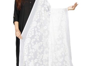 AvniNAnvi Womens Embroidered Chiffon Dupatta