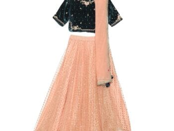 BIBA Girls Readymade Viscose Flared Solid Lehenga Set