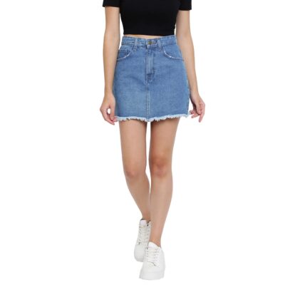 Belliskey Womens High Rise Stretchable Solid Straight Denim Casual Mini