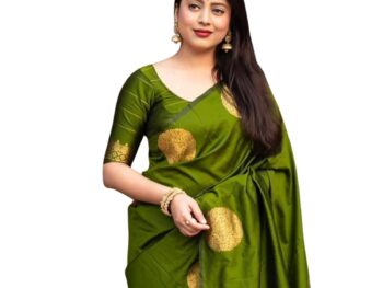 C J Enterprise Womens Pure Banarasi Silk Saree Kanjivaram Style