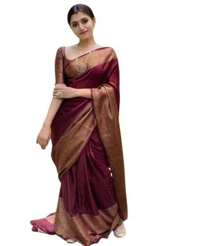 C J Enterprise Womens Pure Banarasi Style Kanjivaram Silk Saree