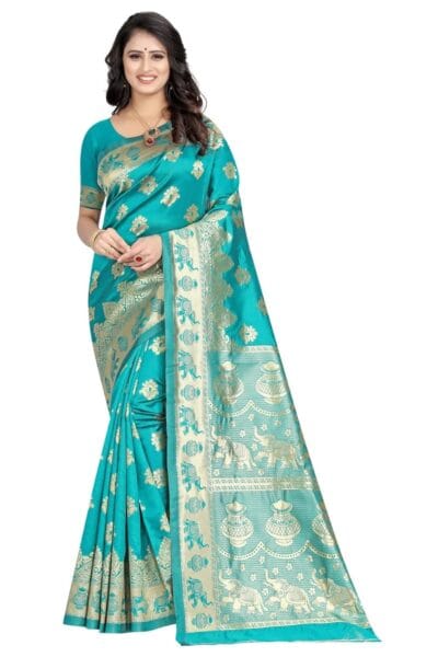 C J Enterprise Womens Pure Kanjivaram Art Silk Saree for