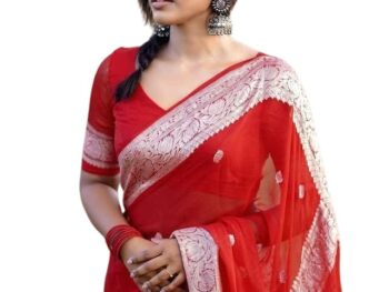 C J Enterprise Womens Pure Soft Cotton Silk Saree Kanjivaram