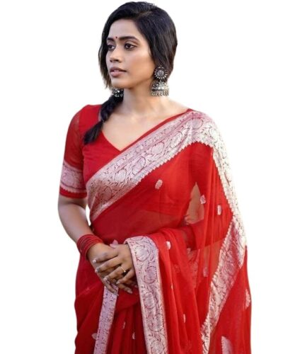 C J Enterprise Womens Pure Soft Cotton Silk Saree Kanjivaram