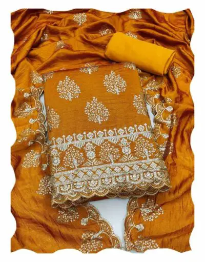 COCFI Embroidery Zari Work Unstiched Dress Material Salwar Suit For