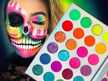 COSLUXE DELANCI Neon Glitter Eyeshadow Palette Makeup BlacKlight Highly Pigmented
