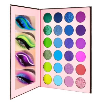 COSLUXE High Pigmented Eyeshadow Palette 24 Colors with Green Blue