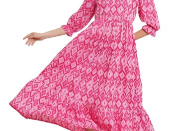 COTLAND Fashions Jaipuri Cotton Printed A Line Flared Dress for Women