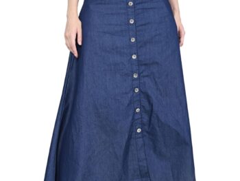 Codaisy Full Length Light Denim Button up Blue Skirt