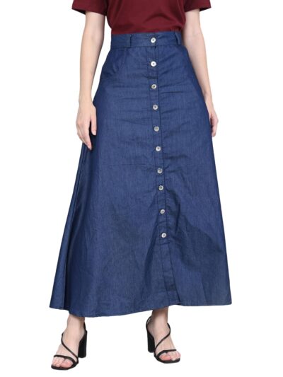 Codaisy Full Length Light Denim Button up Blue Skirt