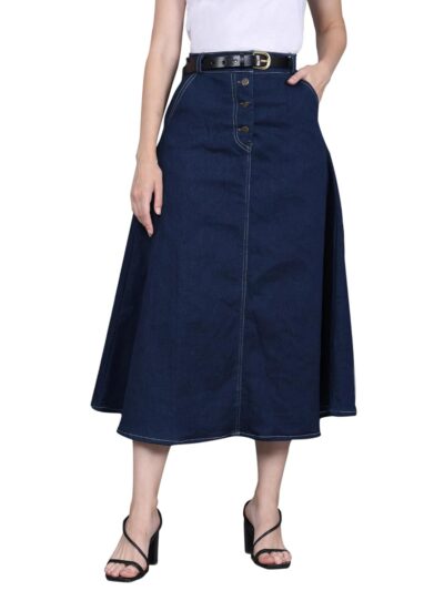 Codaisy Women Beautiful Long Denim A Line Blue Casual Skirt