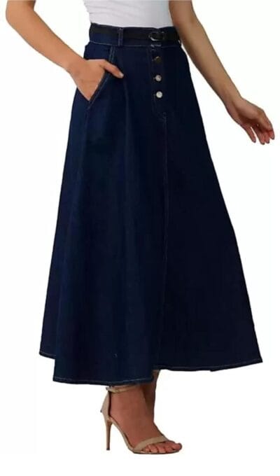 Codaisy Women Beautiful Long Denim A Line Blue Skirt