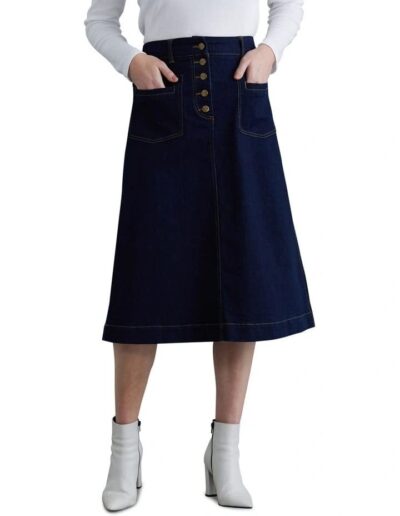 Codaisy Women Below Knee Length Denim A Line Blue Skirt