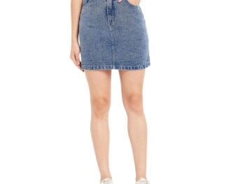 DRAPE AND DAZZLE Mini Skirt with Back Slit Denim
