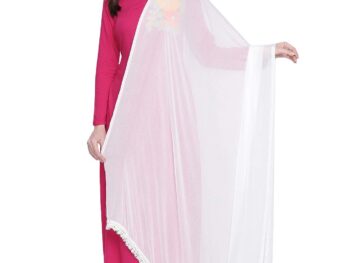 DUPATTA BAZAAR Womans Chiffon Dupatta with lace on border