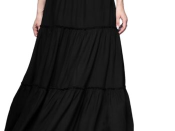 Daevish Tog New Rayon Solid Flared Tiered Skirt for Women