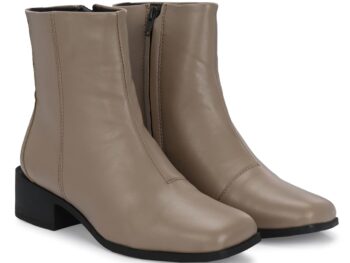 Delize Taupe Womens Vegan Leather Square Toe Ankle Boots 304