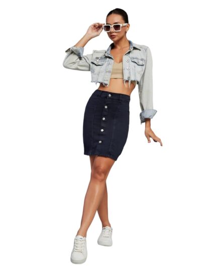 Dolce Crudo Womens HighMid Rise Light Weight Stretchable Denim Skirt
