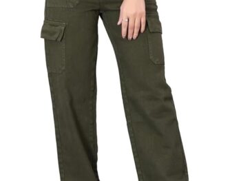 ELLITI Womens 6 Pocket Regular Fit High Rise RelaxedBoyfriend Fit