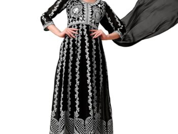 EthnicJunction Womens Georgette Chikankari Embroidery Anarkali Kurta Dupatta Set