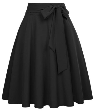 FRAULEIN Womens Flared Pleated Maxi Skirt High Waist A Line with