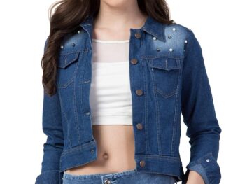 FUNDAY FASHION Womens Denim Blend Standard Length Regular Jacket