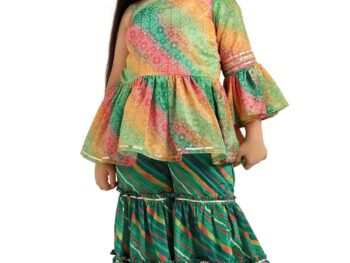 Fashion Dream Girls Chinon Kurta With Dhoti Pant Set