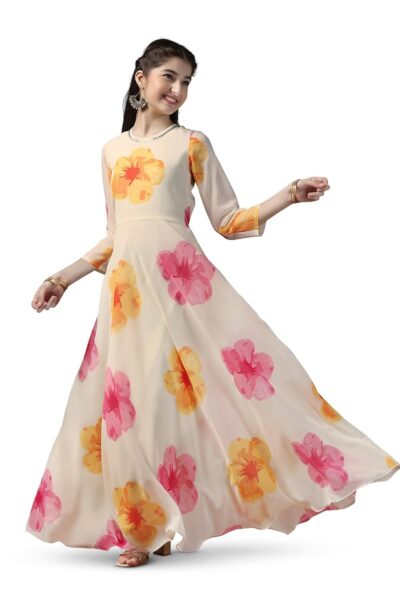 Fashion Dream Girls Printed Maxi Length DressPrinted Dress for GirlsDress