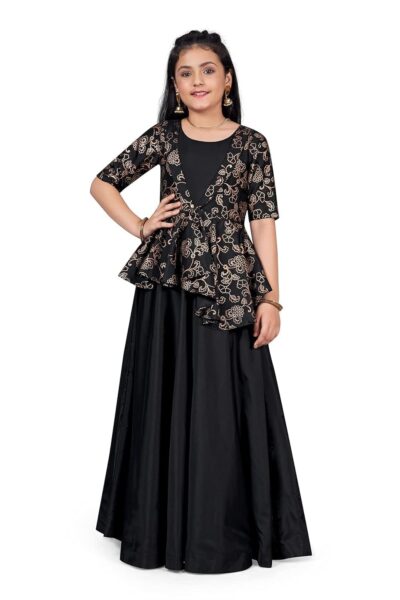 Fashion Dream Girls Taffeta Maxi Length Foil Printed Dresses