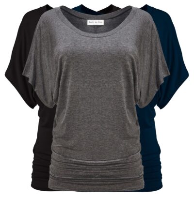 Free to Live 3 Pack Dolman Short Sleeve Business Casual