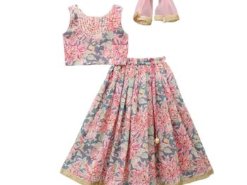 GORLYA Girls Ethnic Wear Rayon Flower Printed Readymade Lehenga Choli
