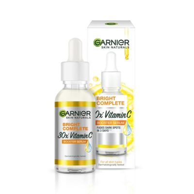 Garnier Skin Naturals, Bright Complete 30X Vitamin C Booster Face Serum, Increases Skin's Glow Instantly and Reduces Spots Overtime, with 2% Niacinamide + 0.5% Salicylic Acid, for Men & Women, 30 ml